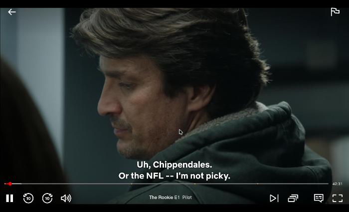Netflix UK playing The Rookie on the London server.