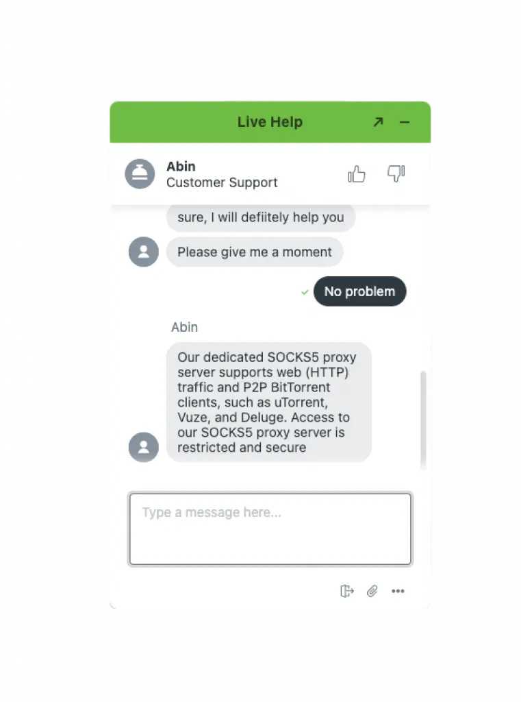 IPVanish chat log with a human.