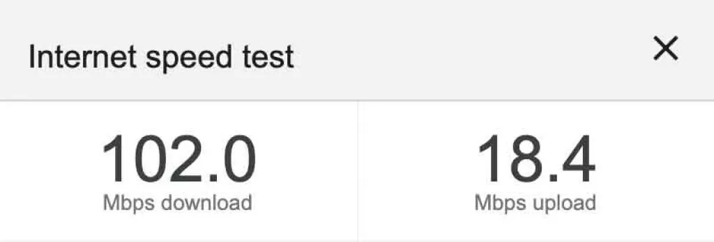Speed test with no VPN connected.