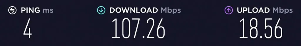 Speed test with no VPN connected.